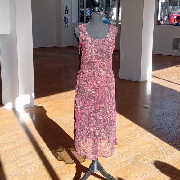 Burgundy and tan Shear two-piece dress set - Picture 11 of 11